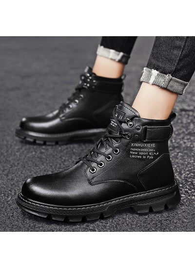 Buy Mens Fashion High-Top Martin Boots Spring 2024Black Black in Saudi Arabia