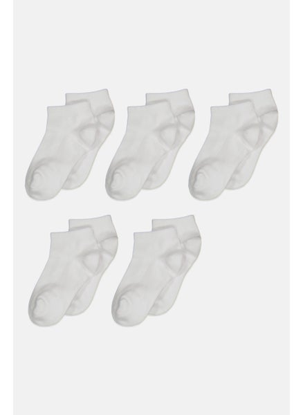 Buy Toddlers Boy 5 Pairs Basic Ankle Socks, White in UAE