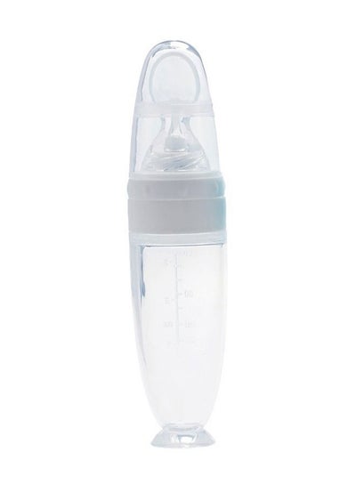 Buy Leak-proof Food Dispensing Silicone Baby Feeding Bottle and Spoon White/Clear in Saudi Arabia