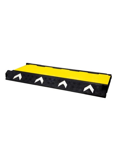 Buy BERRY Floor Cable Cover 3 Channel | PVC Cable Floor Protector Ramp with Reflector | Outdoor Cable Cover with Black Base and Yellow Lid | Cable Protector Floor Driveway, Parking, Garages, Outdoor in UAE