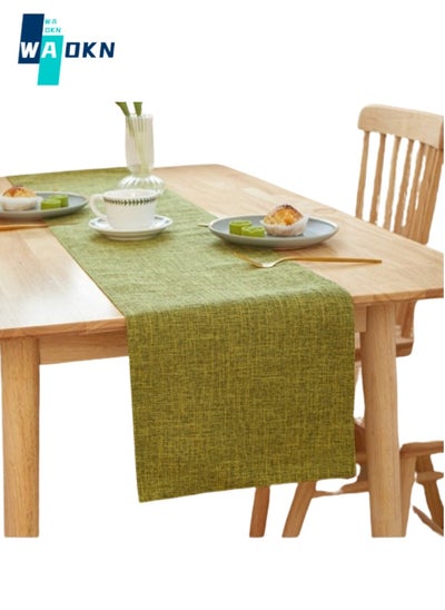 Buy Linen Table Runner in Solid Colour, Green Minimalist Tablecloth, Farmhouse Style Table Decoration, Table Decoration for Family Wedding Parties, 30x180 cm in UAE