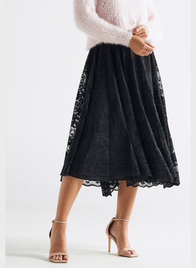 Buy Lace Detail High Waist Skirt in UAE