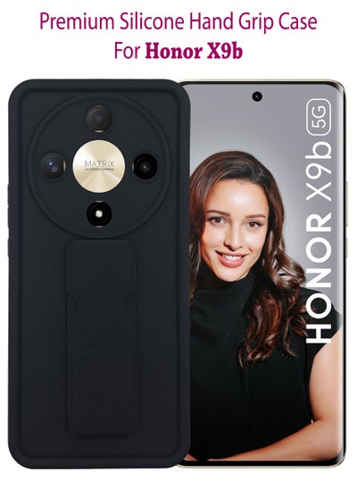 Buy Stylish Silicone Case Cover With Magnetic Hand holder For Honor X9b - Black in Saudi Arabia