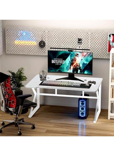 Buy Ergonomic Large Gaming Desk, Computer Desk, K-Shaped Gaming Table, PC Gaming Workstation Home Office Desks, Space-saving, Easy to Assemble White 120x60x74cm（chair not included） in UAE