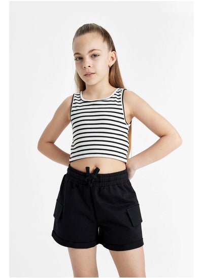 Buy Girl Cropped Fit Crew Neck Sleeveless Knitted Top in Egypt