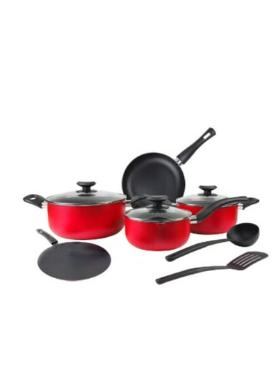 Buy 10 Piece Nonstick Cookware Set, Nonstick Coating For Cooking, Casserole With Lid, Frying Pan, Saucepan, Tawa Kitchen Tools in UAE