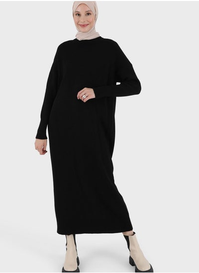 Buy Round Neck Knitted Dress in UAE