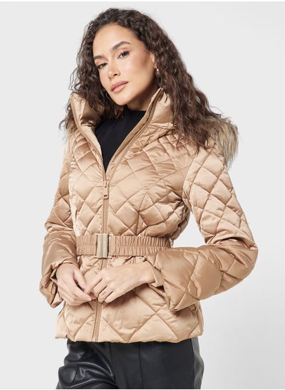 Buy Belted Fut Detail Jacket in UAE