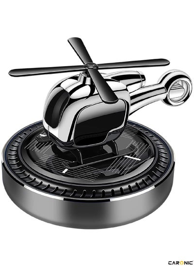 اشتري Car Air Freshener Mini Helicopter Rotating Solar Airplane Car Freshener Silver Black في الامارات