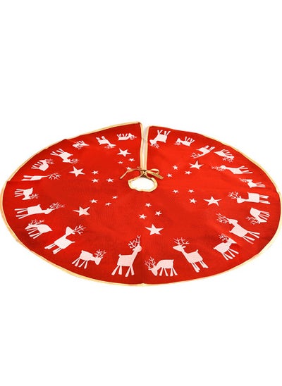 Buy Decorative Tree Skirt Xmas Tree Skirt with Snowflakes Red/Gold 37.7inch in UAE