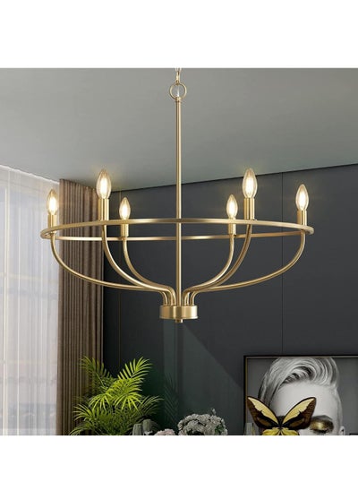 Buy 6 - Light Dimmable Wagon Wheel Chandelier in Saudi Arabia