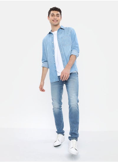 Buy Essential Regular Fit Denim Shirt in Saudi Arabia