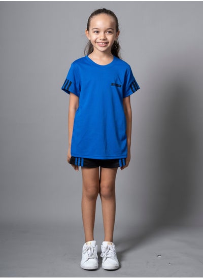 Buy Unisex Kids Sustainable Active Wear T-Shirt And Short Set (Blue) in UAE