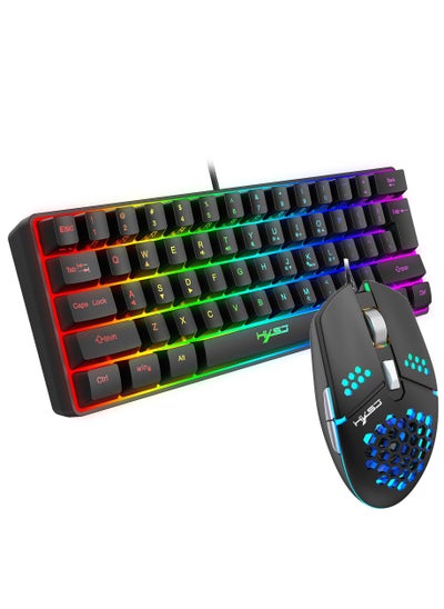 Buy 61keys wired luminous keyboard set luminous gaming mouse office game keybaord spot in UAE