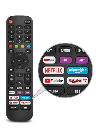 Buy Universal Replacement for VIDAA-TV-Remote, New Upgraded Infrared Remote Control EN2G30H/EN2A30,with Netflix, Prime Video, YouTube, Rakuten TV Buttons in UAE