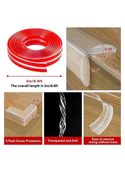 Buy Safety Corner Protector, 6.6ft Edge Protector Strip Clear and 6 Piece Silicone Corner Protectors, Pre-Taped Adhesive Corner Protectors for Cabinets, Fireplace, Tables, Furniture in Saudi Arabia