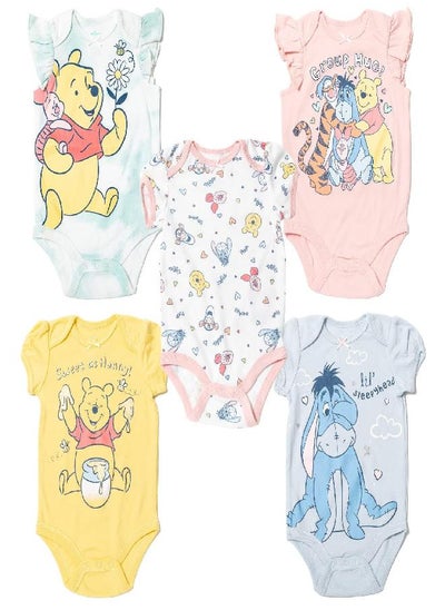 اشتري Disney Tigger Winnie the Pooh Eeyore Newborn Baby Girls 5 Pack Cuddly Bodysuits Multi Newborn في الامارات