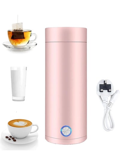 Buy Portable Electric Kettle, 400ml Travel Tea Kettle with Non-stick Coating Double Wall Water Boiler Bottle, Fast Boil and Auto Shut off Hot Water Heater, Pink in Saudi Arabia