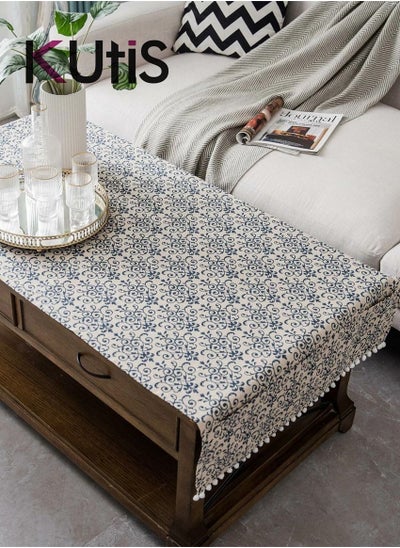 Buy Modern Geometric Cotton and Linen Printed Rectangular Tablecloth 160 x 60 Centimeter in UAE