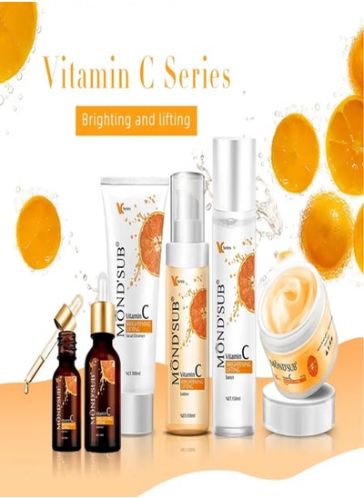 Buy 6-Piece Vitamin C Anti-Aging Skin Care Set Orange/White in Saudi Arabia