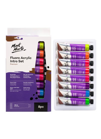 Buy neon acrylic paint consisting of 8 tubes of 18 ml each - fluoro colors in Egypt