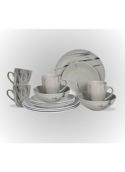 Buy 16-Piece Stoneware Cermamic Dinnerware Set Sand Beige in UAE