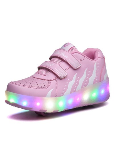 Buy LED Light Up Roller Skates Wheel Shoes for Kids Pink in Saudi Arabia