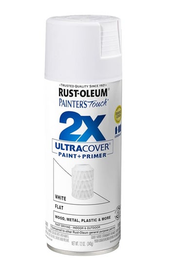 اشتري Rust-Oleum 2X Ultra Cover 12oz Flat White - Spray Paint, Durable, Smooth Finish في الامارات