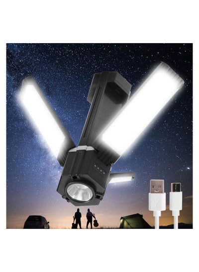 اشتري Camping Lantern, LED Flashlight Lantern, Foldable Electric Camping Lights Lamp 5 Modes, 3000mAh Portable Power Bank with Magnetic Top for Outdoor, Power Cuts, Fishing, Magnetic Vehicle Repair Light في الامارات