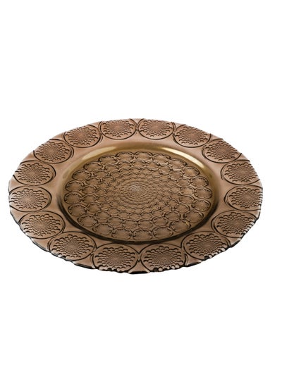 Buy Glass serving dish for sweets, chocolate, and fruits, multi-use, size 32cm, depth 3 cm in Saudi Arabia