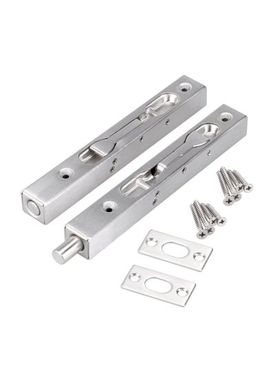 اشتري 6 Inch Door Bolts, Stainless Steel Concealed Security French Door Locks with Hardwares, Metal Flush Latch Bolts for Composite Wood Double Dummy Door, 2 Pcs في الامارات