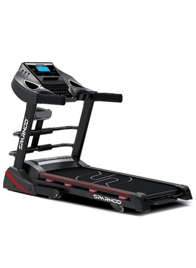 Buy Sparnod Fitness STH-3600: 4 HP Peak DC Motor, 16 Km/H Treadmill, Advanced Console with 12 Pre-set Programs, Comprehensive Massager, Supports 110 Kg User Weight, Hydraulic Foldable, Inbuilt Speakers in UAE