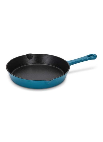 Buy Frying Pan Enamel Cast Iron With Helper Handle Seasoned For Non-Stick Surface Cookware Range,Skillet Safe Kitchen with Easy Grease Drain Spout, Great Grilling 24cm in UAE