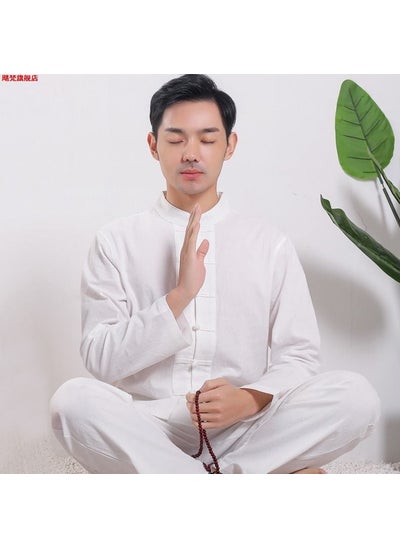 Buy Unisex Cotton Linen Zen Meditation Suit white long sleeves// 90% off treatments in Saudi Arabia