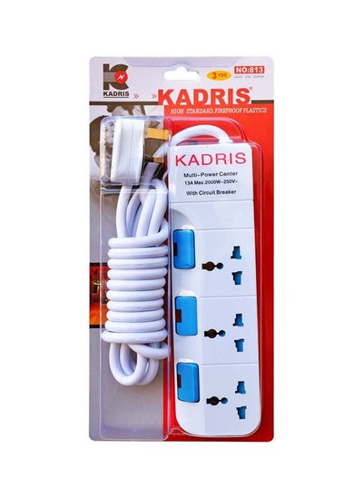 اشتري Power Strips 813 Heavy Duty Extension Cord with 3 way Outlets with individual switch, Charging Socket with 3 yard Heat resistant  Extension Cord (White) في الامارات