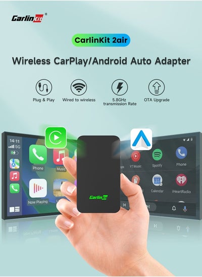 Buy CarlinKit 5.0 Wireless CarPlay Wireless Android Auto 2 in 1 adapter GPS plug and play 2.4+5.8GHz Auto connection for MG mazda Camry Kia 98% car in UAE