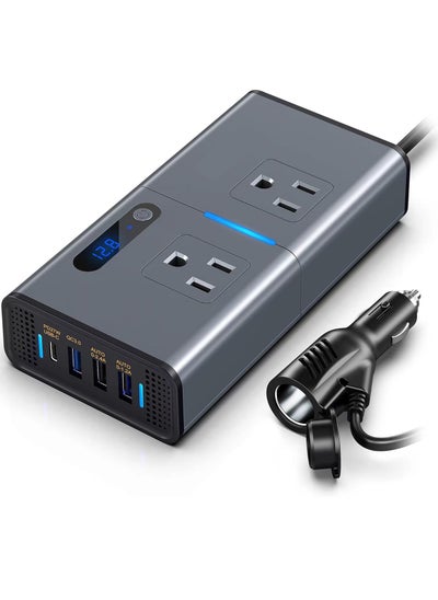 Buy SCIENISH 200W Car Power Inverter Newly Car Plug Adapter Outlet Charger DC 12/24V to 220V Car Inverter with 1.2A&2.4A USB, 1 QC3.0 USB and 1 Type C Ports for Cars, SUV & Truck (Grey) in Saudi Arabia