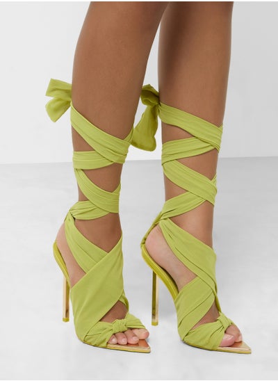 Buy Casual Lace Up Mid Heel Sandals in UAE