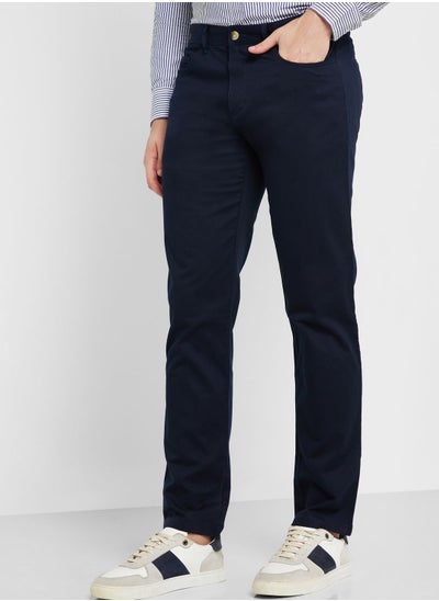 Buy Men Black Easy Wash Sustainable Chinos Trousers in UAE