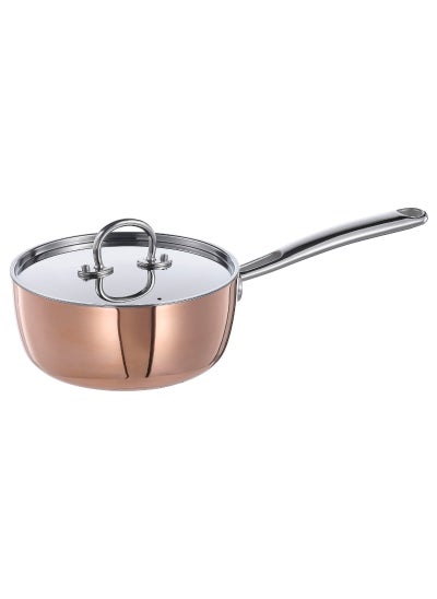 Buy Saucepan With Lid Copper Stainless Steel 1.5 L in UAE