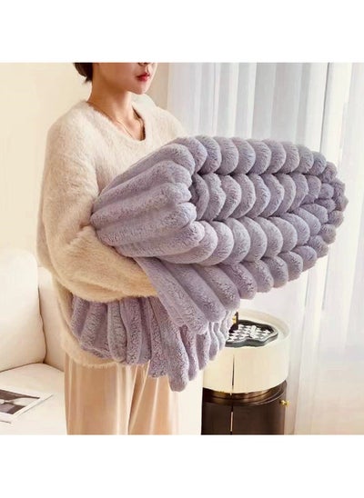 Buy COMFY GREY LUXURIOUS QUALITY EMBOSSED FLANNEL SOFT FLEECE BLANKET in UAE