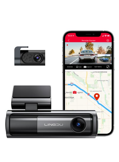 اشتري LINGDU LD06 5K Dash Cam Bluetooth Car Dash Camera Front and Rear Inside with GPS, 5G WiFi, APP and Voice Control, Loop Recording, G-Sensor, Parking Monitor في السعودية
