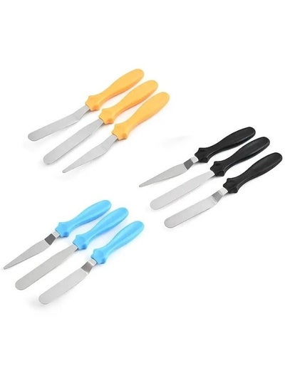 Buy 3pcs, Stainless Steel Cake Spatula Set, Colored Handles Multicolor in Egypt