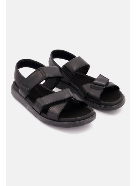 Buy Men Velcro Closure Sandals, Black in UAE