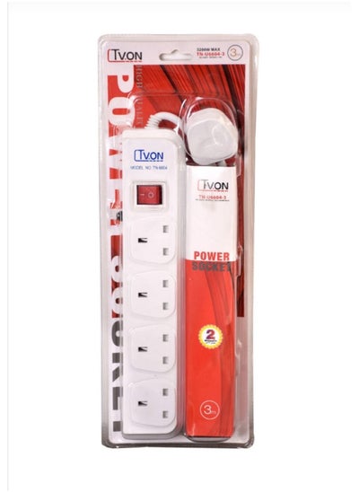 Buy Multifunctional Power Socket white 3 meters in Saudi Arabia