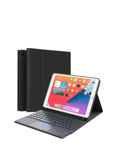 اشتري لوحة مفاتيح iPad الجيل التاسع، لوحة مفاتيح لجهاز iPad الجيل الثامن/السابع 10.2 بوصة، لوحة تتبع ذكية، لاسلكية قابلة للفصل مع حامل أقلام، حافظة لوحة مفاتيح قابلة للطي لجهاز iPad 9th/8th/7th Gen 10.2 بوص في الامارات
