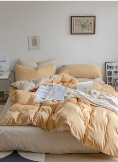 Buy Premium Korean Bedding Set, Plain Cream and Yellow Color in UAE