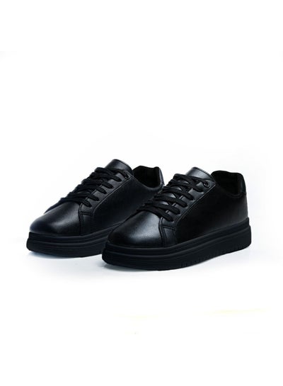 Buy Minimalist Lace Up Flat Sneakers Black in Egypt