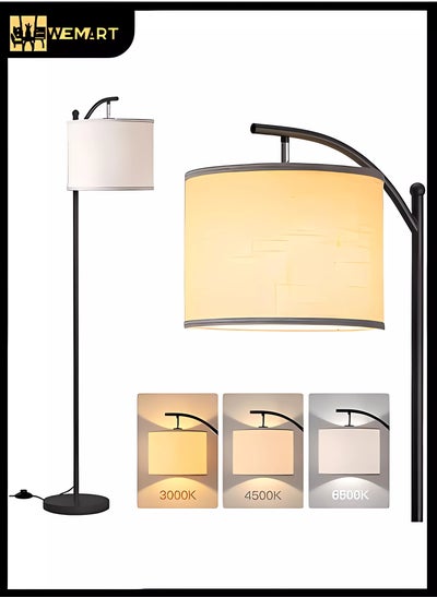 Buy Dimmable Floor Lamp With 3 Color Temperatures, Standing lamp with Foot Switch, Floor Lamps For Living Room,Gray Linen Lamp Shade for Living Room, Bedroom, Kids Room, Office in Saudi Arabia