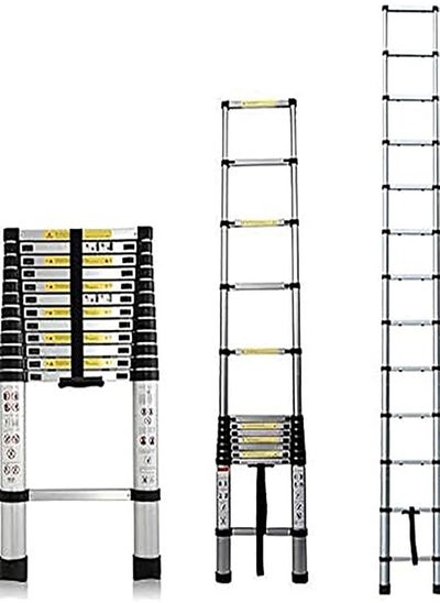 Buy Portable Multi-Use Extension Telescopic Ladder Silver 3.8meter in Saudi Arabia